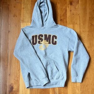 USMC Gray Pullover Hoodie Sweatshirt